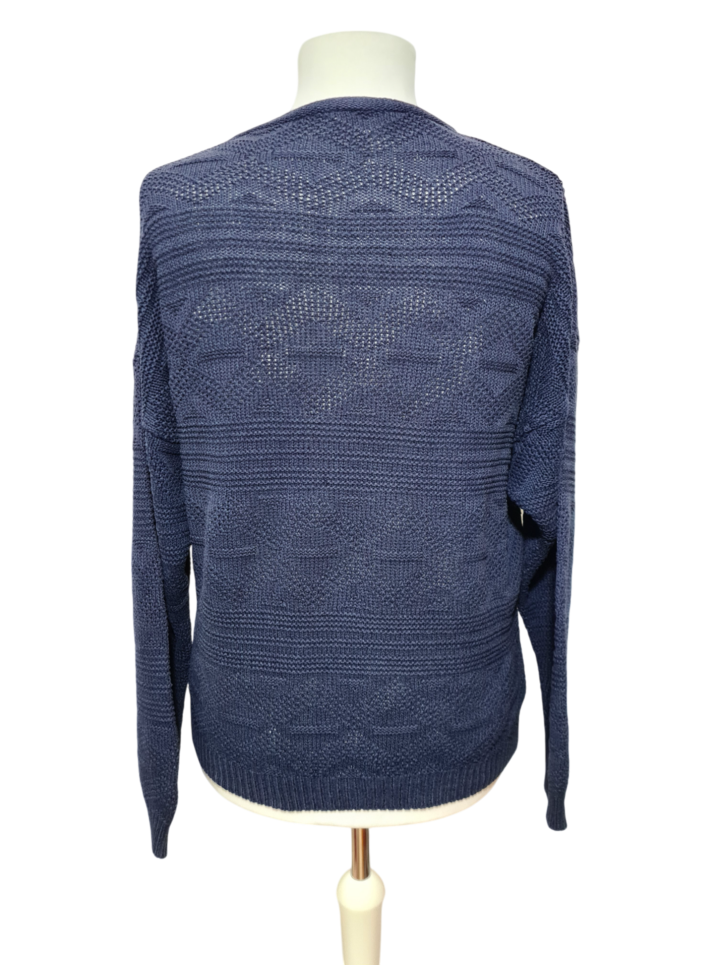 Pull Camaïeu vintage en tricot ajouré épaules tombantes des années 80-90 EMMAUS