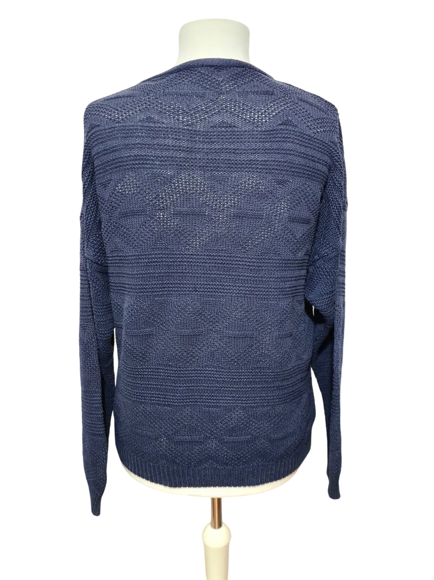 Pull Camaïeu vintage en tricot ajouré épaules tombantes des années 80-90 EMMAUS