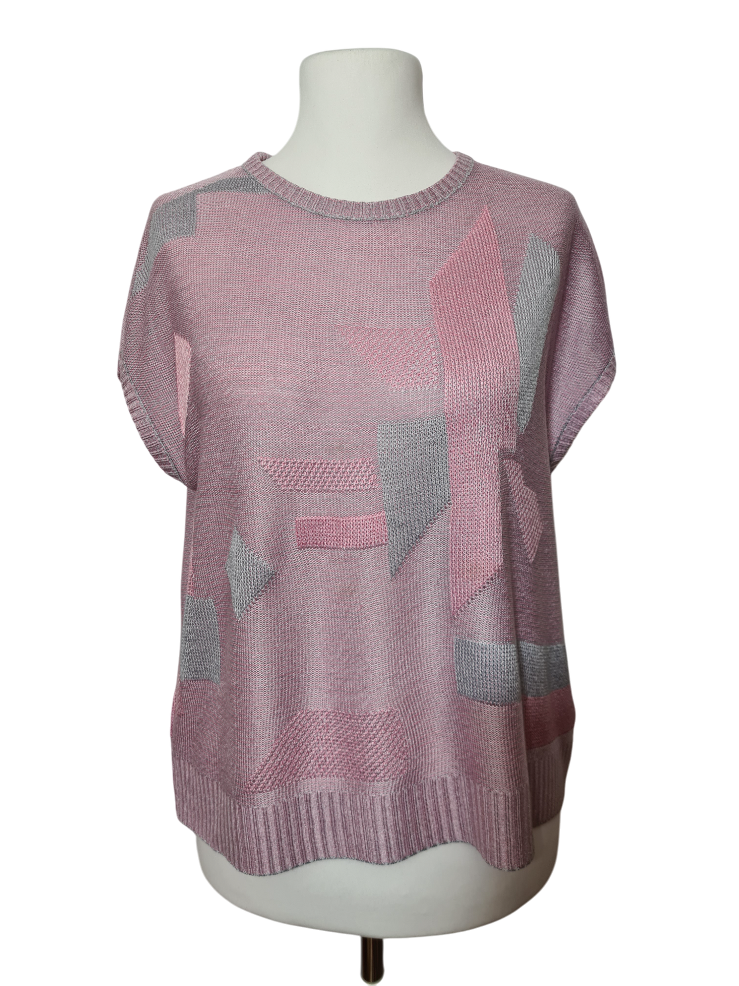 Pull femme coupe loose à motifs géométriques des années 80-90 EMMAUS