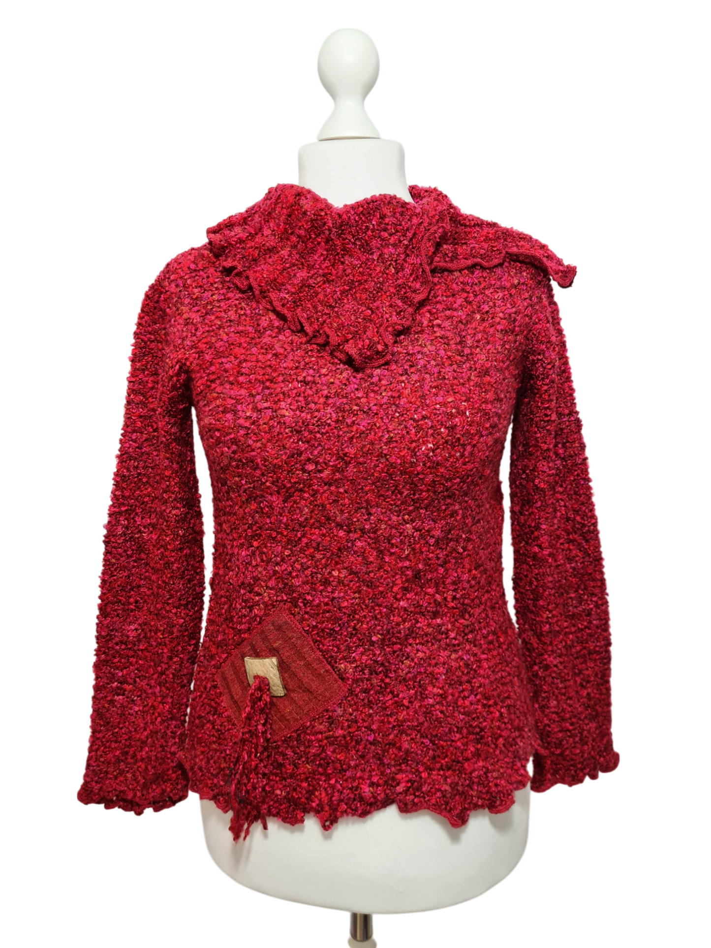 Pull moelleux bordeaux style bohème chic des années 90-2000 EMMAUS
