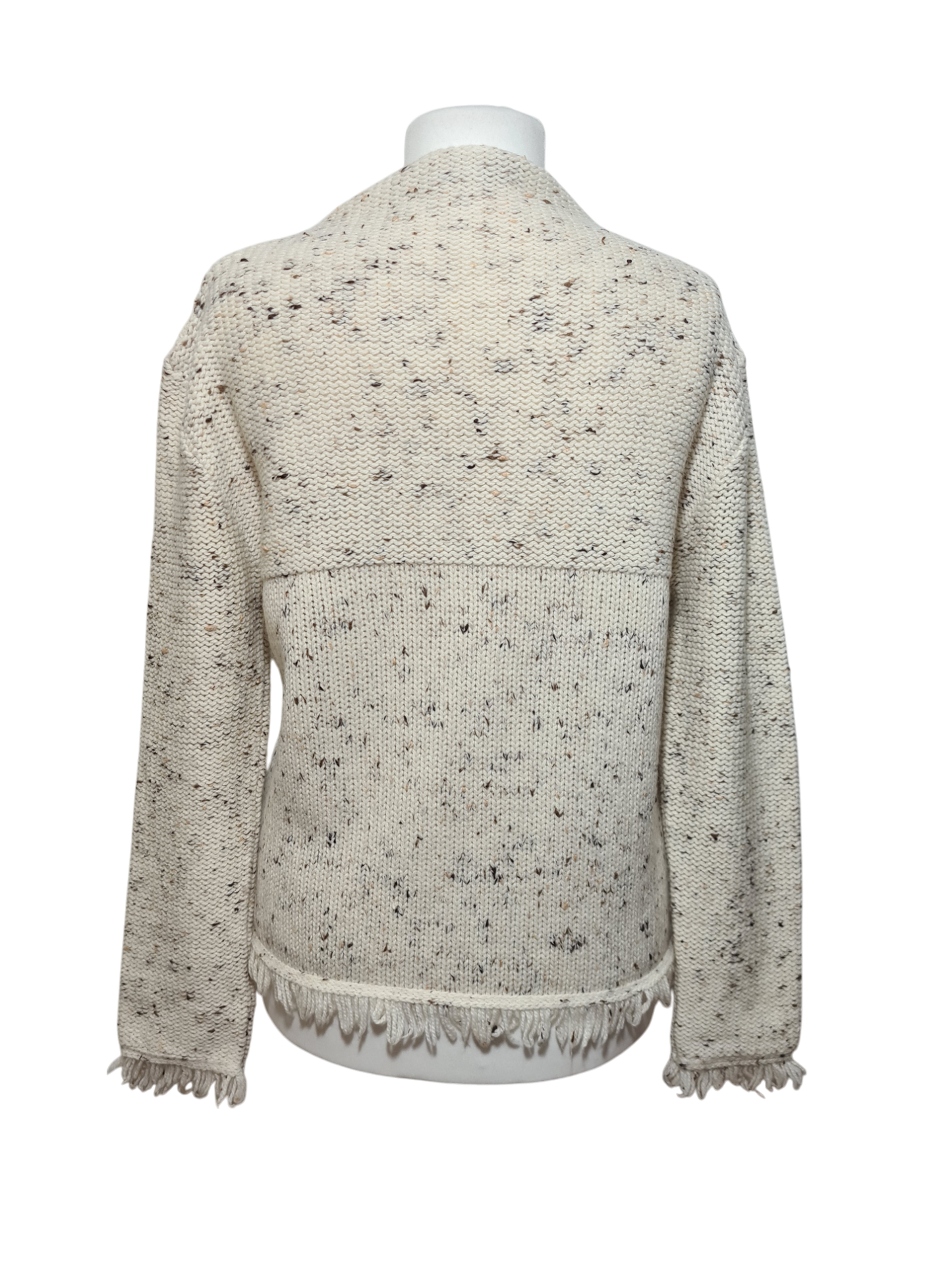 Pull femme beige moucheté en maille tricot Caroll des années 2000 Brocante