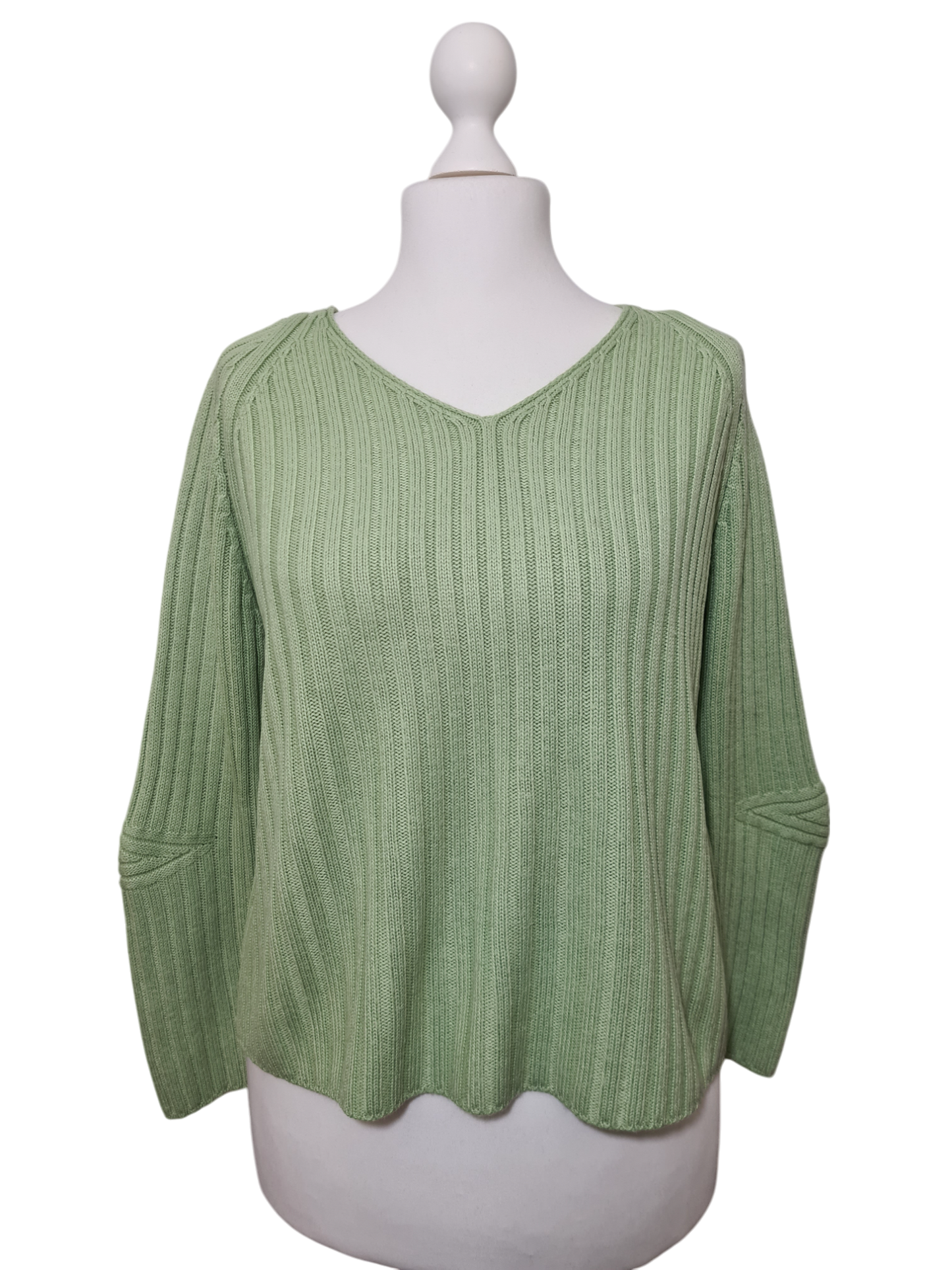 Pull femme col V à coudières motifs graphiques des années 90-2000 EMMAUS