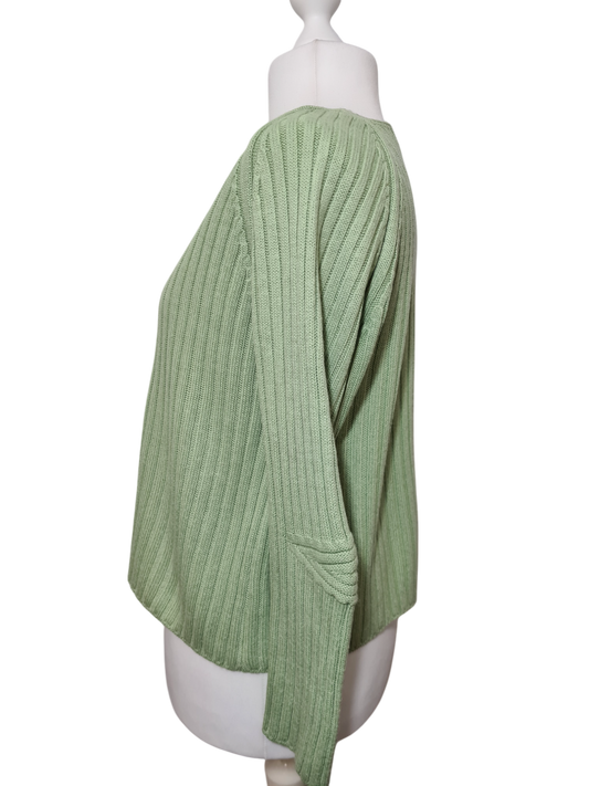 Pull femme col V à coudières motifs graphiques des années 90-2000 EMMAUS