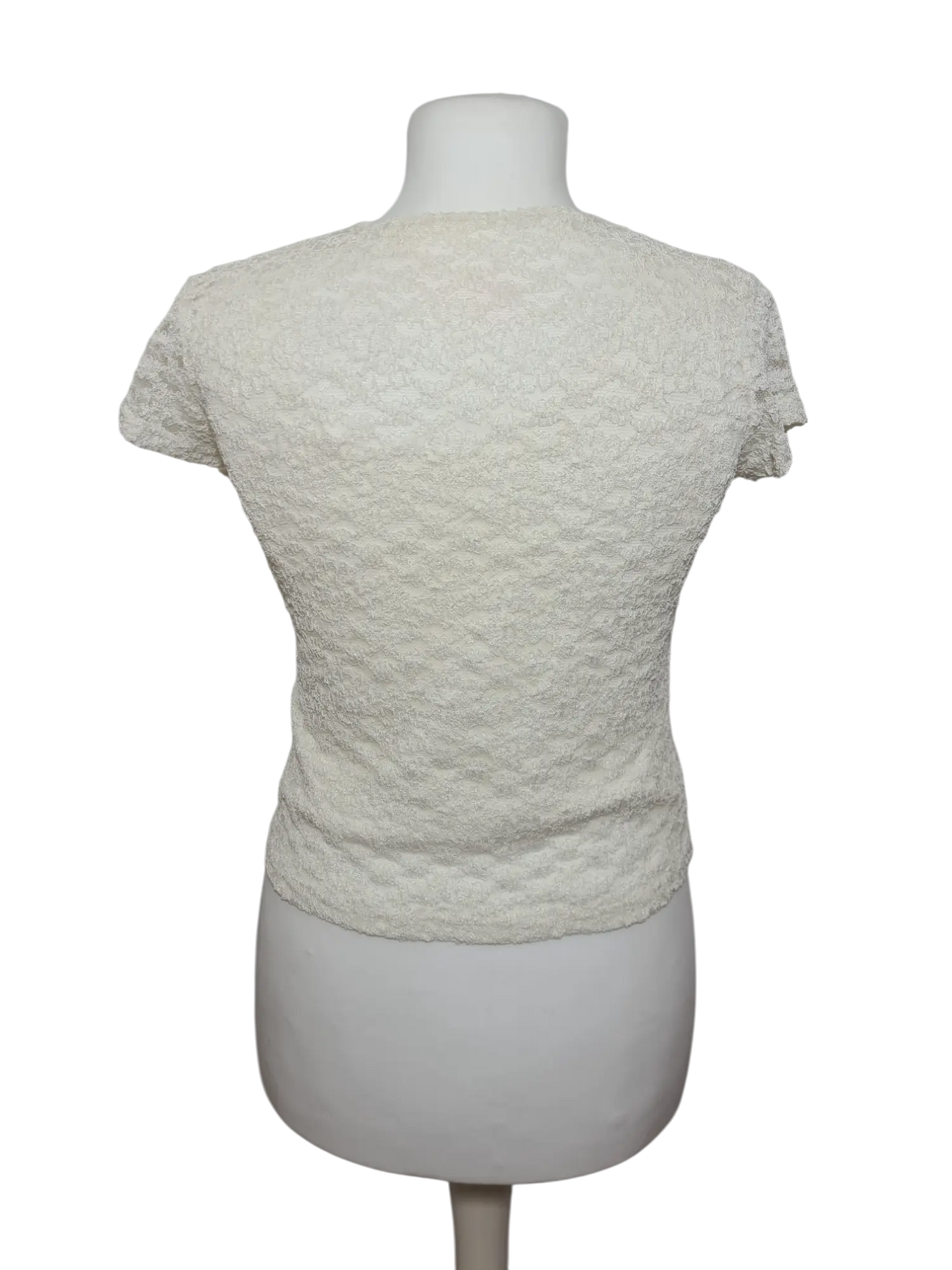 T-shirt blanc femme en dentelle vintage des années des années 90 EMMAUS