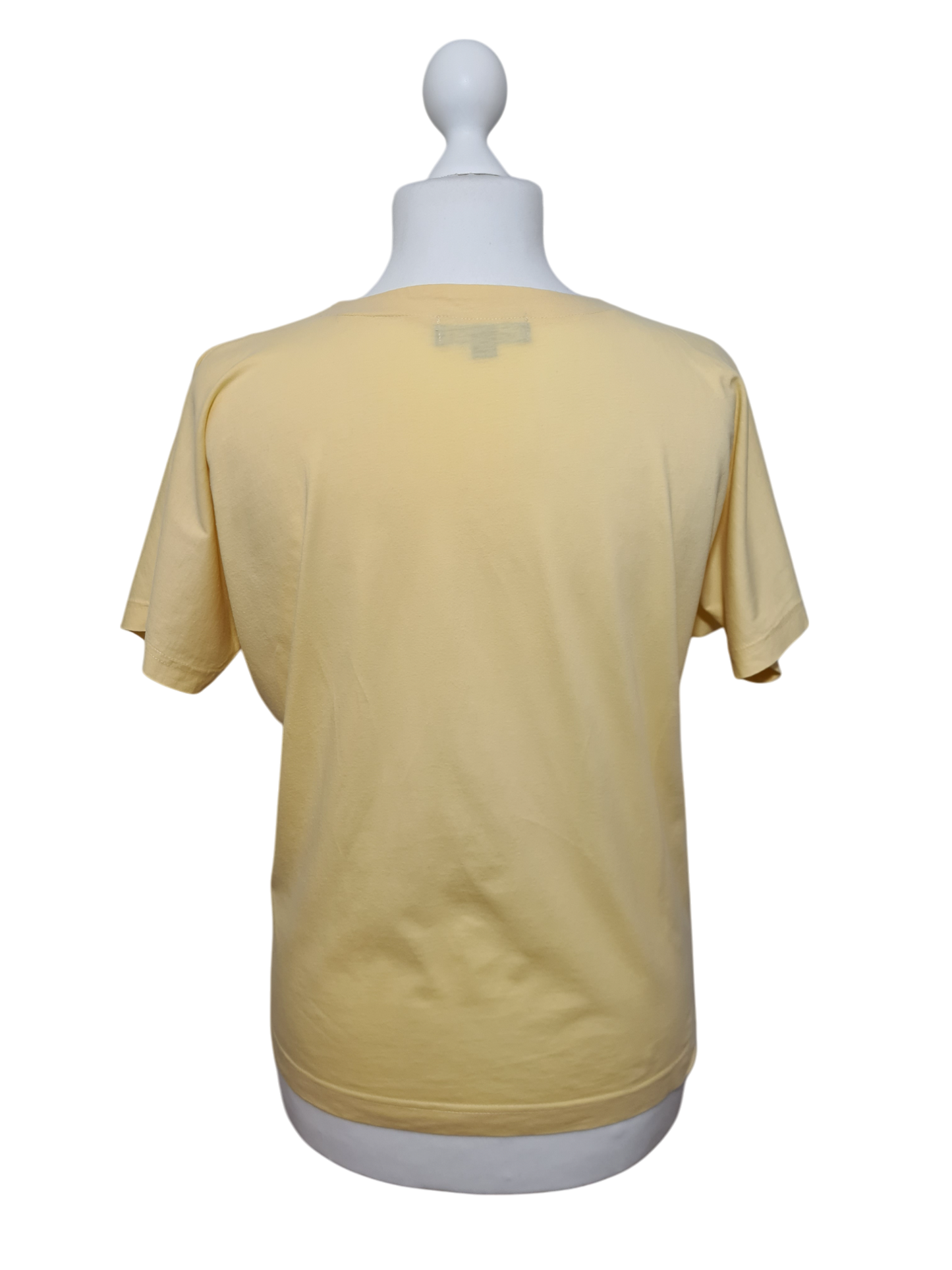 T-shirt jaune pastel imprimés brodés pommier des années 80-90 EMMAUS