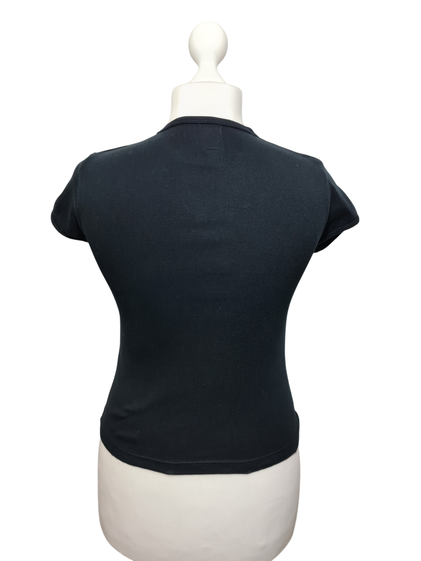 T-shirt noir Jennyfer message imprimé blanc des années 2000 EMMAUS