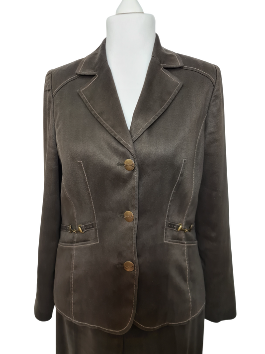 Tailleur marron pantalon + veste Weill des années 90-2000 EMMAUS