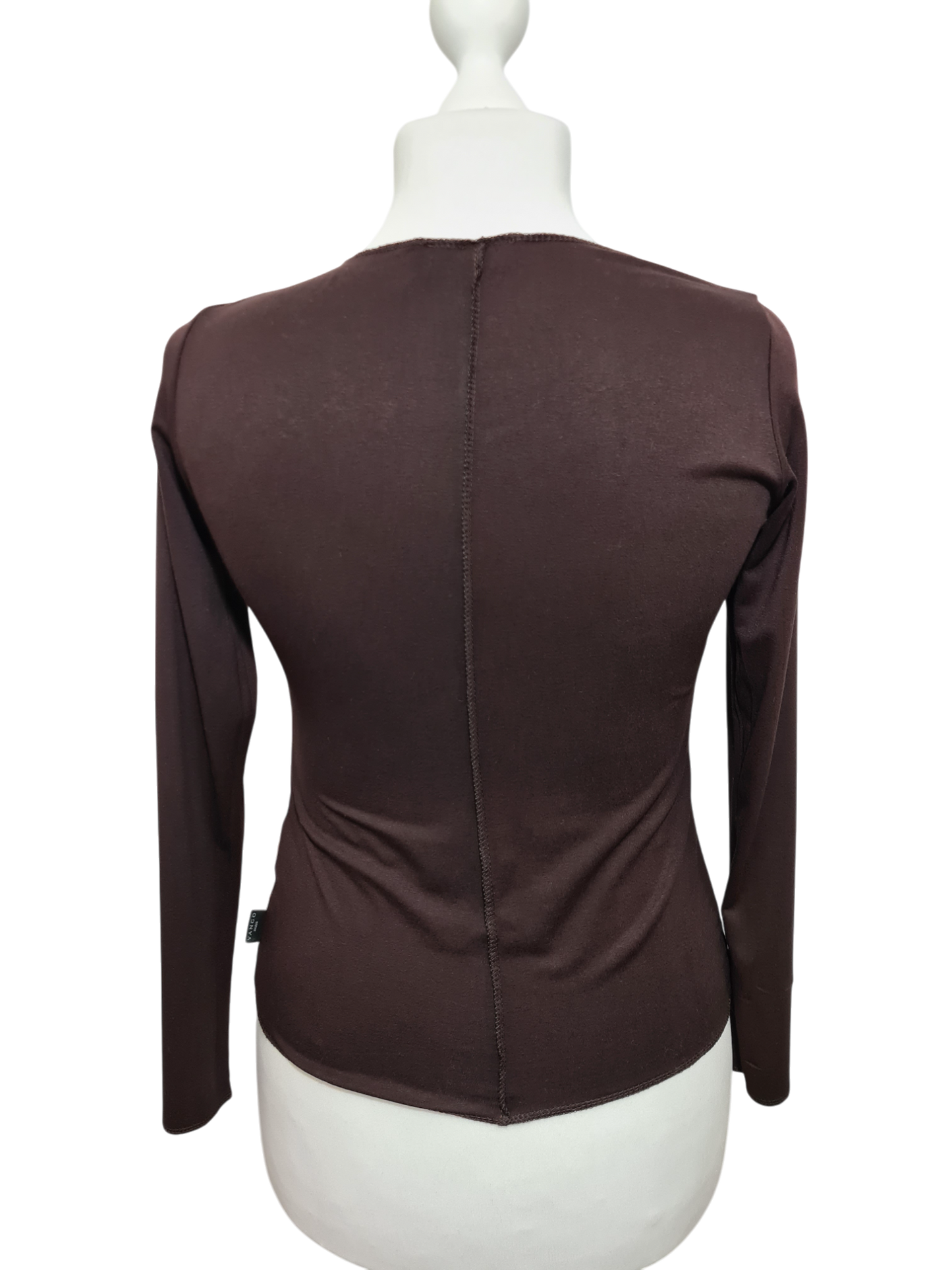 T-shirt à manches longues Vango marron et turquoise des années 90-2000 EMMAUS