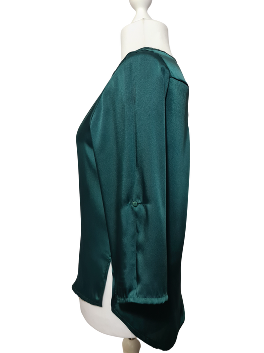 Tunique satinée fluide verte des années 90-2000 EMMAUS