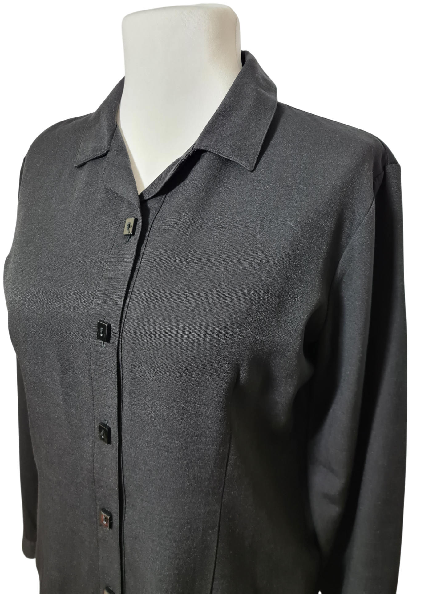 Veste chemise femme noire marque 123 vintage des années 80-90 EMMAUS