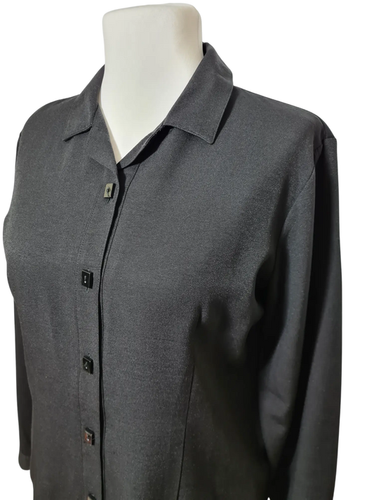 Veste chemise femme noire marque 123 vintage des années 80-90 EMMAUS