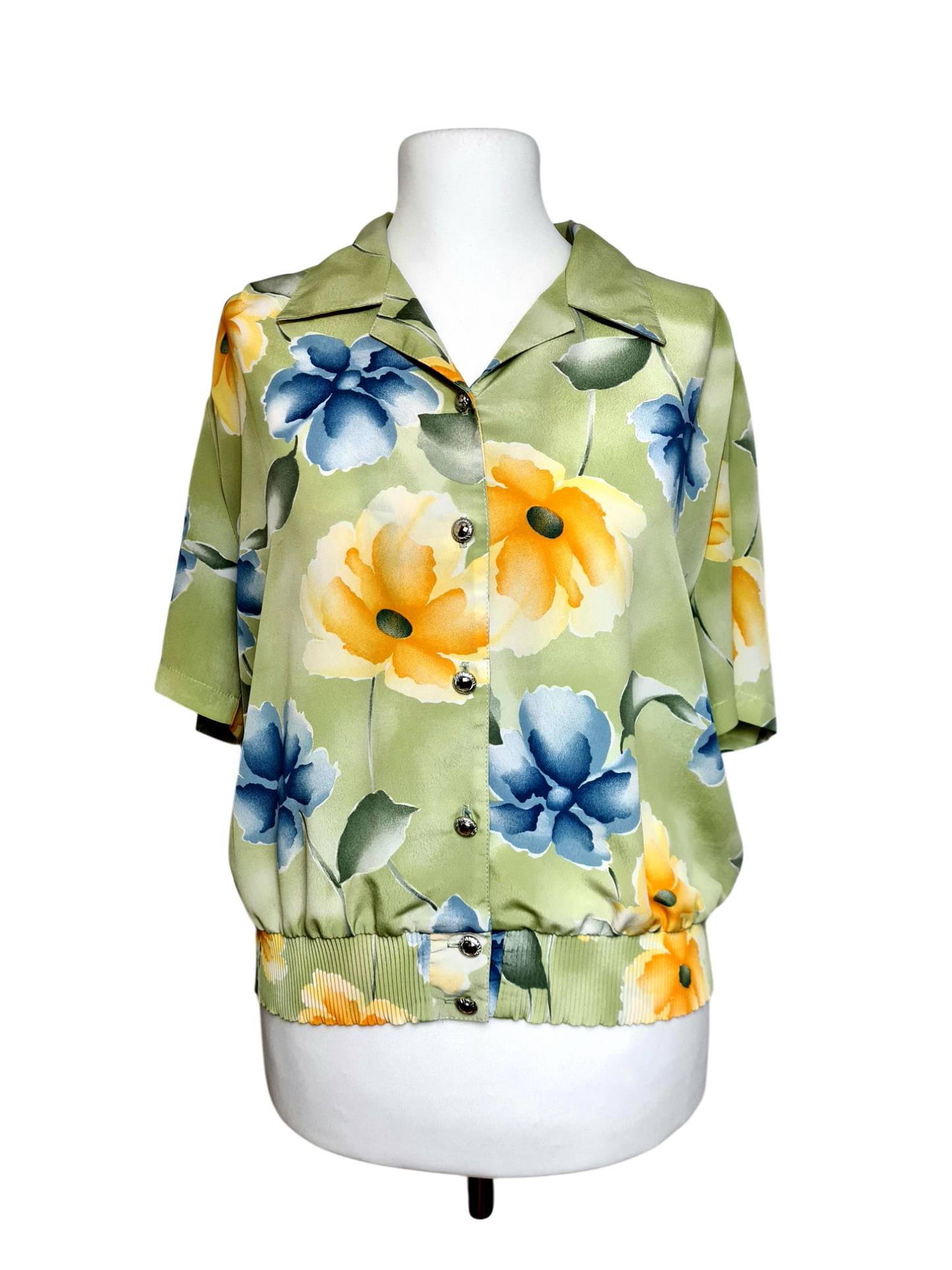 Veste femme fleurie vert pastel des années 80/90 Fripe avenue