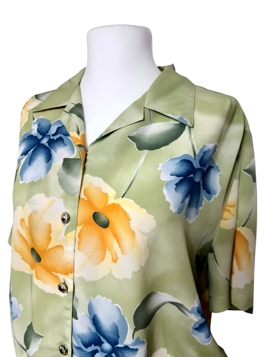 Veste femme fleurie vert pastel des années 80/90 Fripe avenue