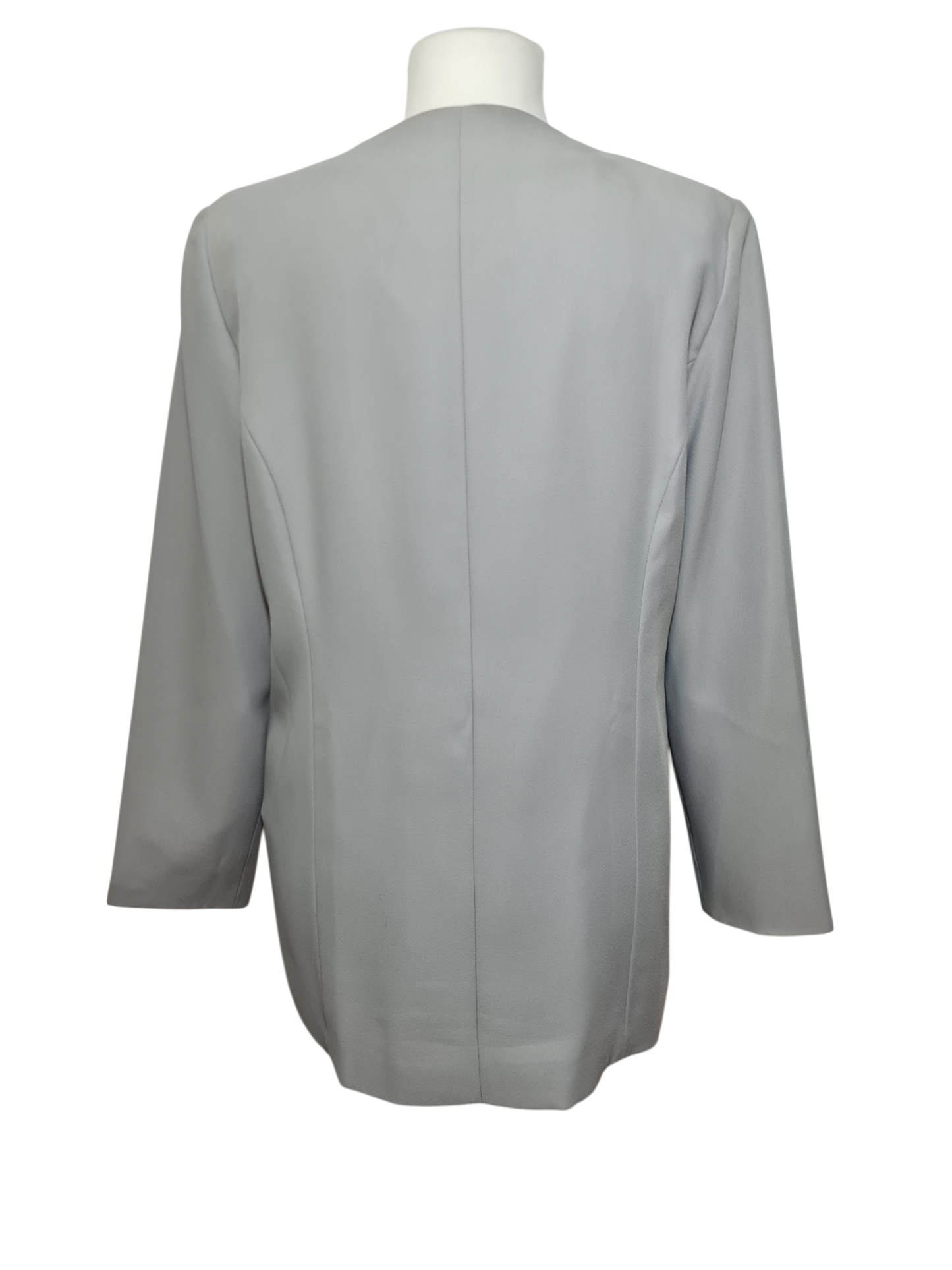Veste femme grise style japonisant Anne Weyburn avec décors brodés et perles des années 90-2000 EMMAUS