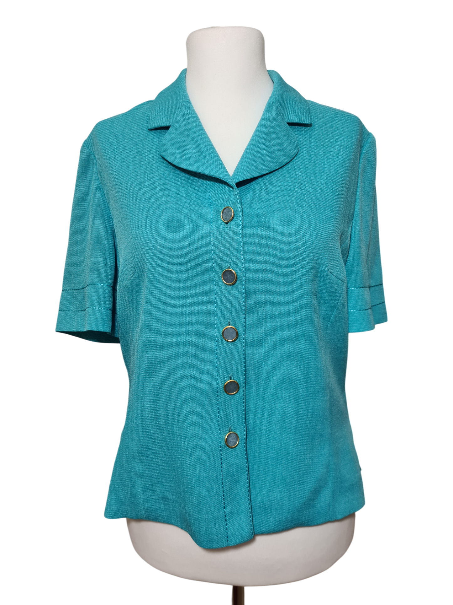 Veste manches courtes vert turquoise Weill Paris des années 80-90 EMMAUS