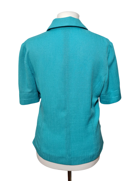 Veste manches courtes vert turquoise Weill Paris des années 80-90 EMMAUS