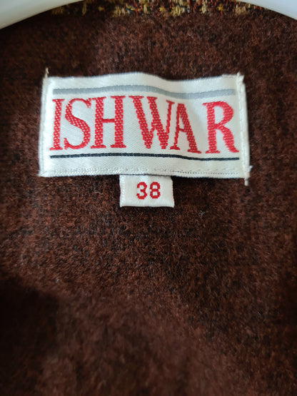 Veste marron écharpe intégrée bohème chic des années 2000 Brocante