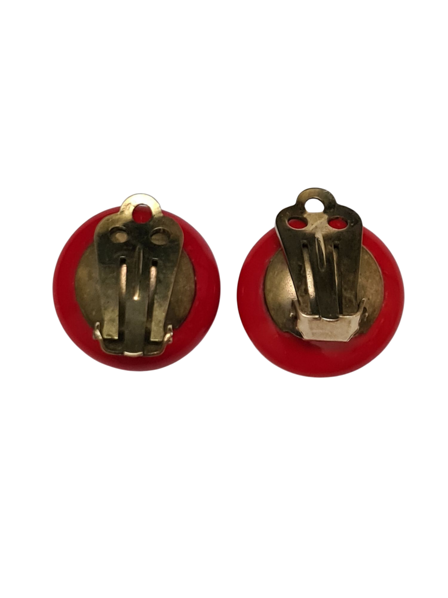 Boucles d’oreilles à clips rouges en céramique des années 60 Brocante
