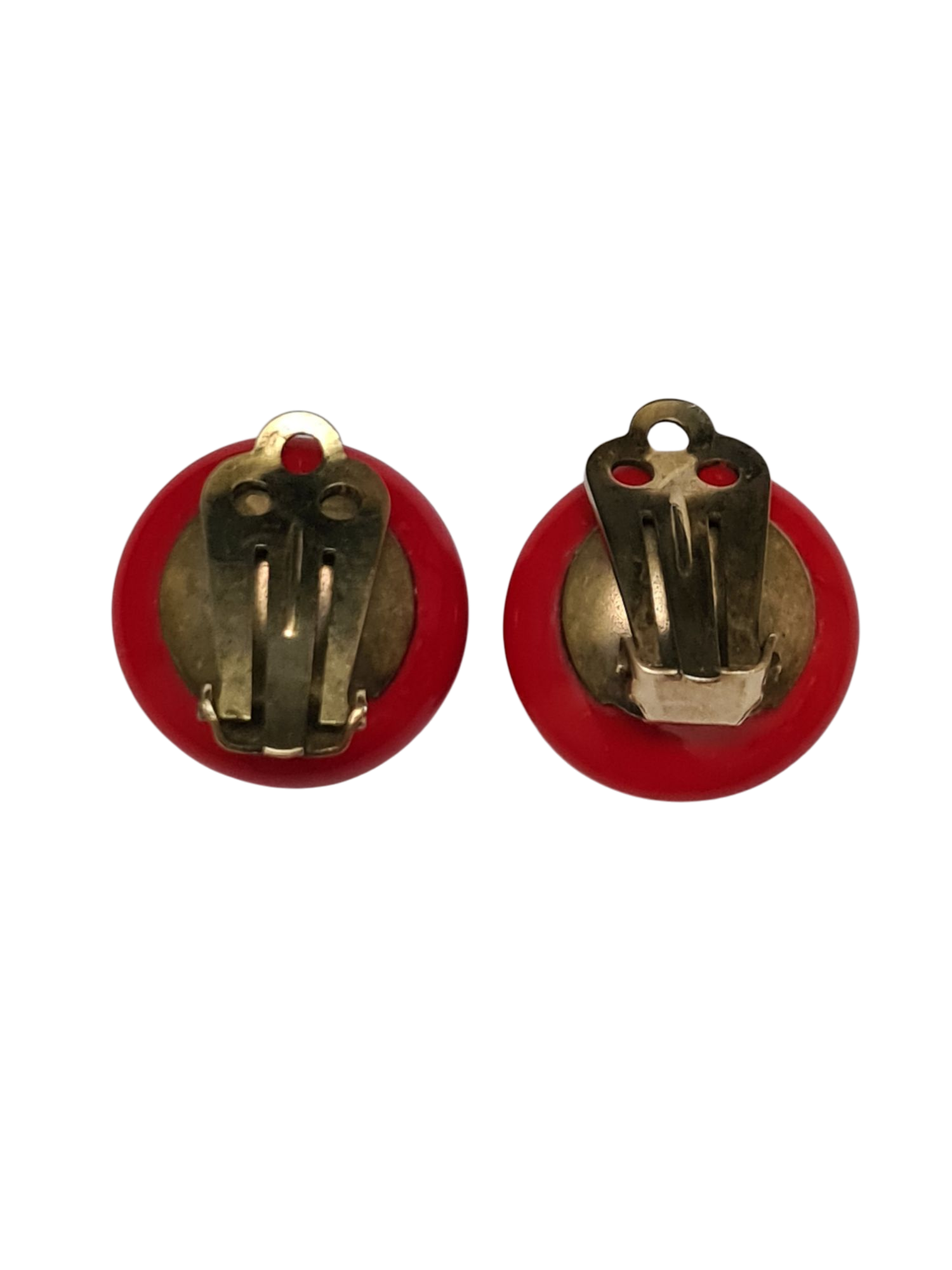 Boucles d’oreilles à clips rouges en céramique des années 60 Brocante