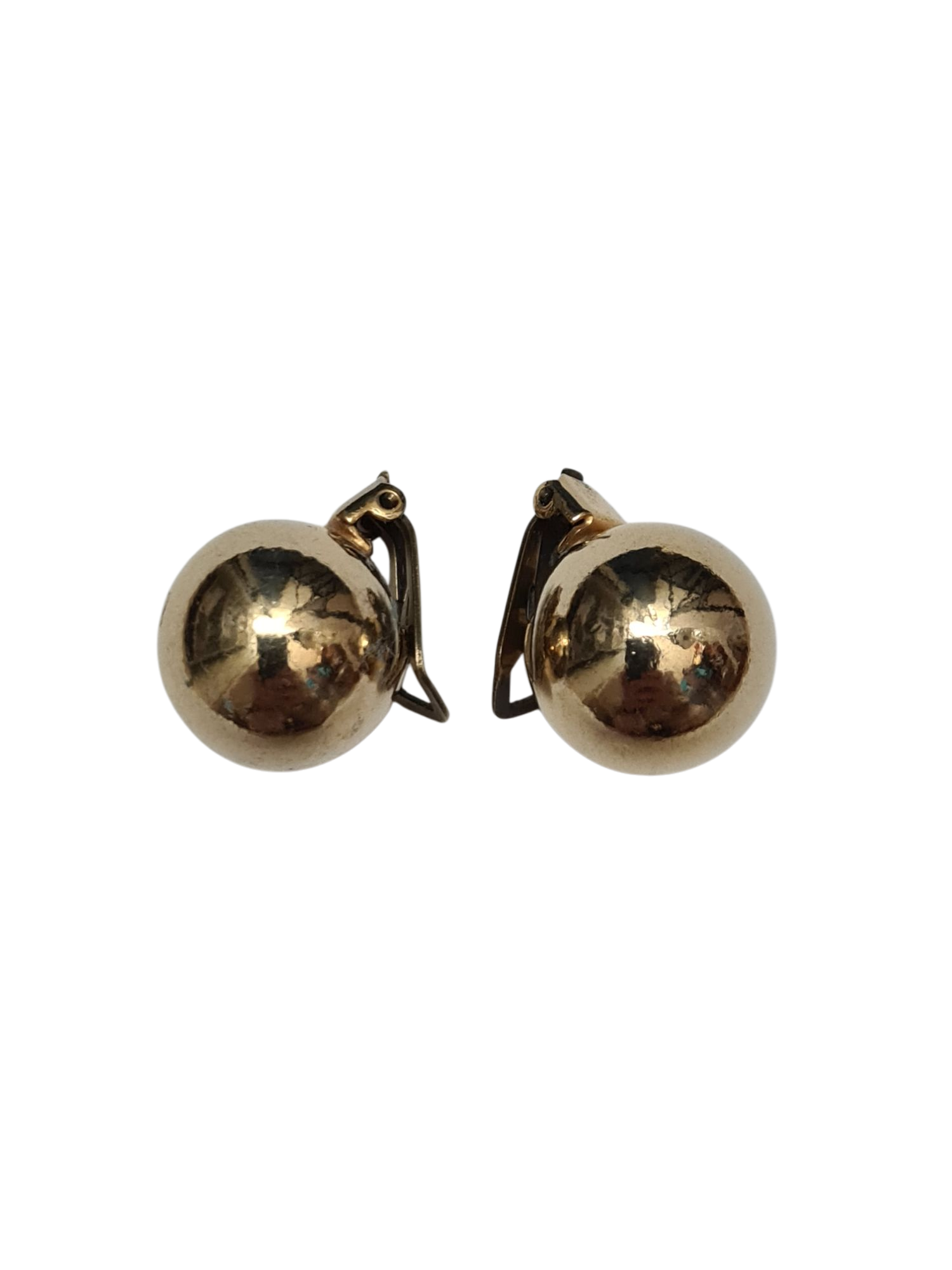Boucles d’oreilles à clips boule dorée effet miroir des années 80 Brocante