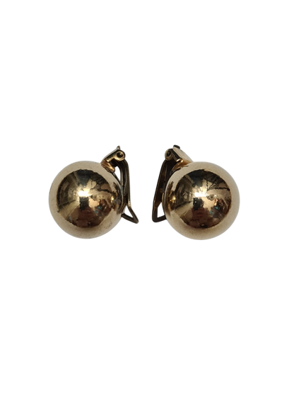 Boucles d’oreilles à clips boule dorée effet miroir des années 80 Brocante