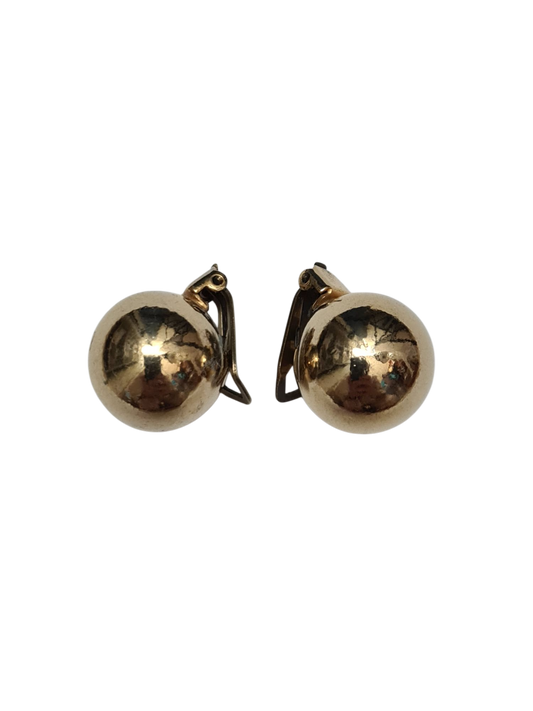 Boucles d’oreilles à clips boule dorée effet miroir des années 80 Brocante