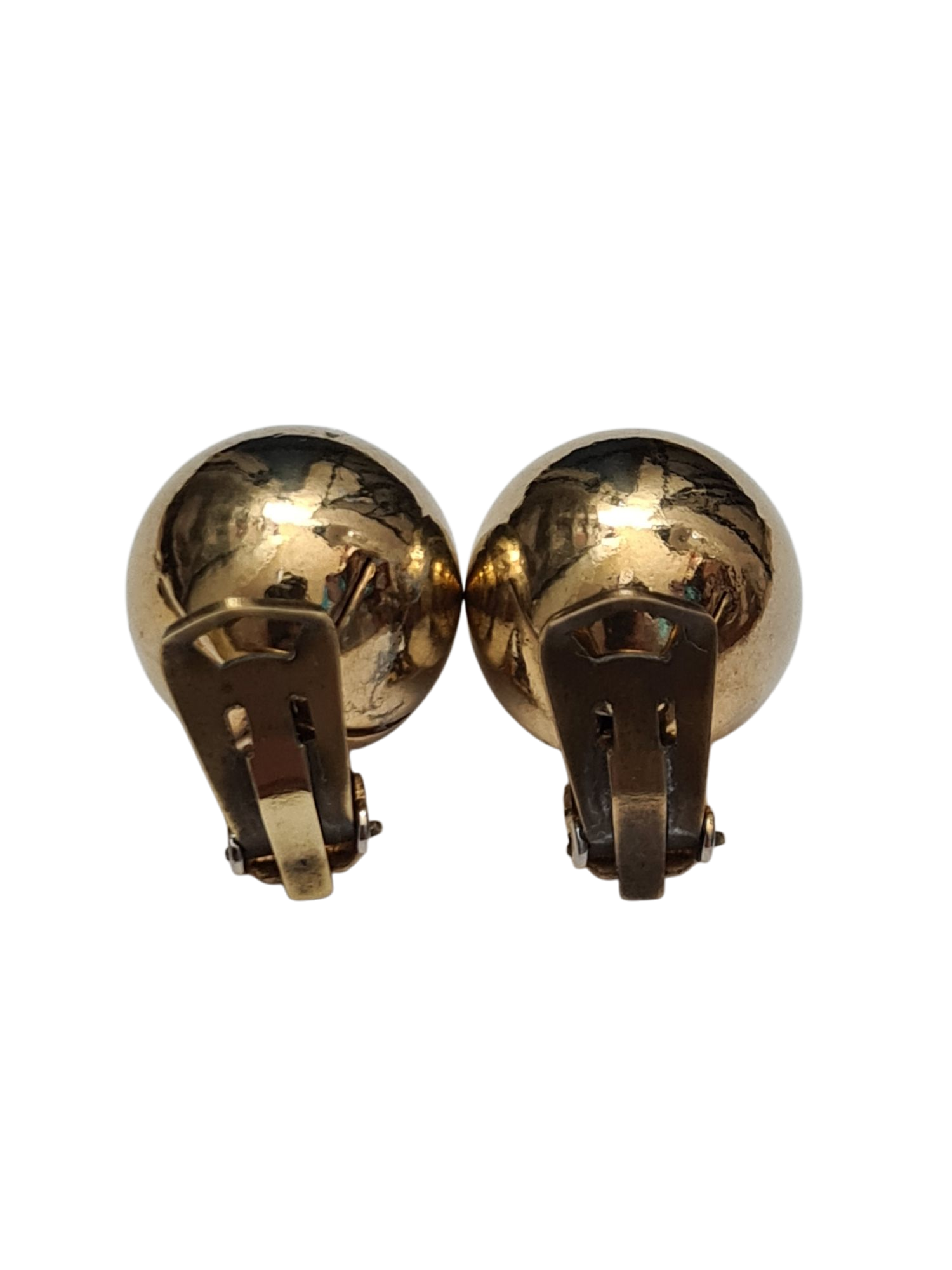 Boucles d’oreilles à clips boule dorée effet miroir des années 80 Brocante