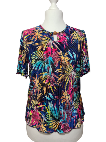 T-shirt plissé fleurs multicolore La Femme Moderne des années 2000-2010 Brocante