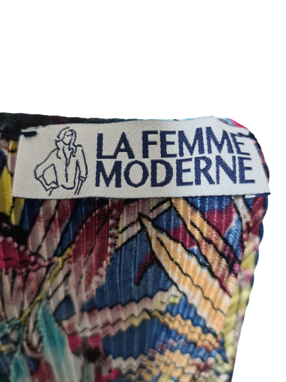 T-shirt plissé fleurs multicolore La Femme Moderne des années 2000-2010 Brocante
