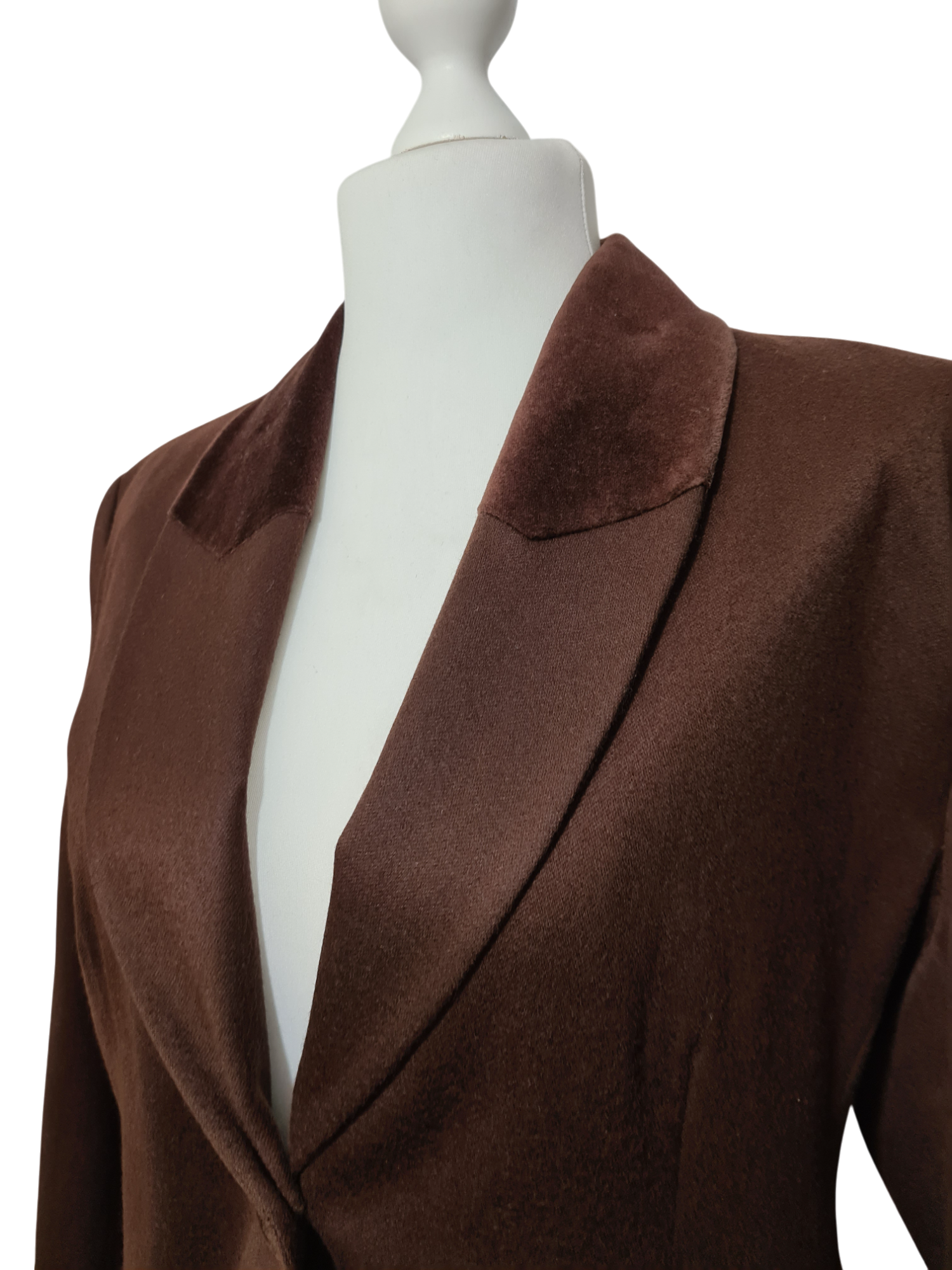 Veste marron 123 en laine vierge des années 90 Brocante