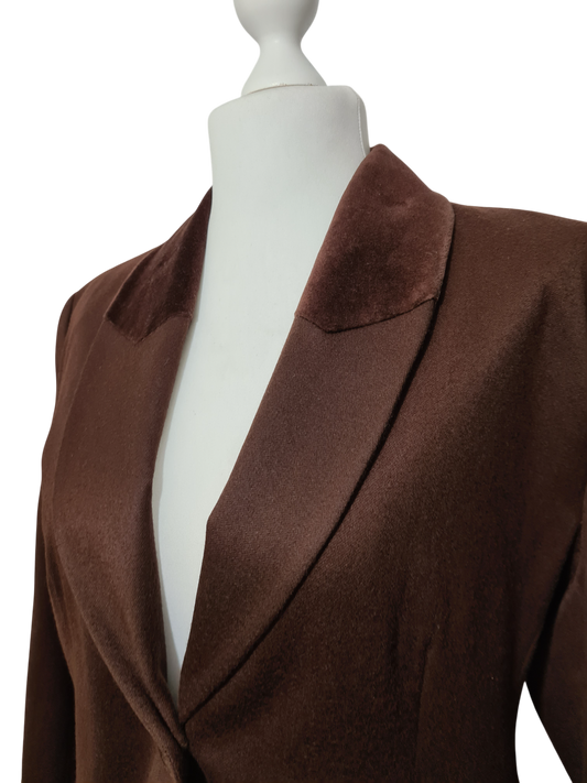 Veste marron 123 en laine vierge des années 90 Brocante