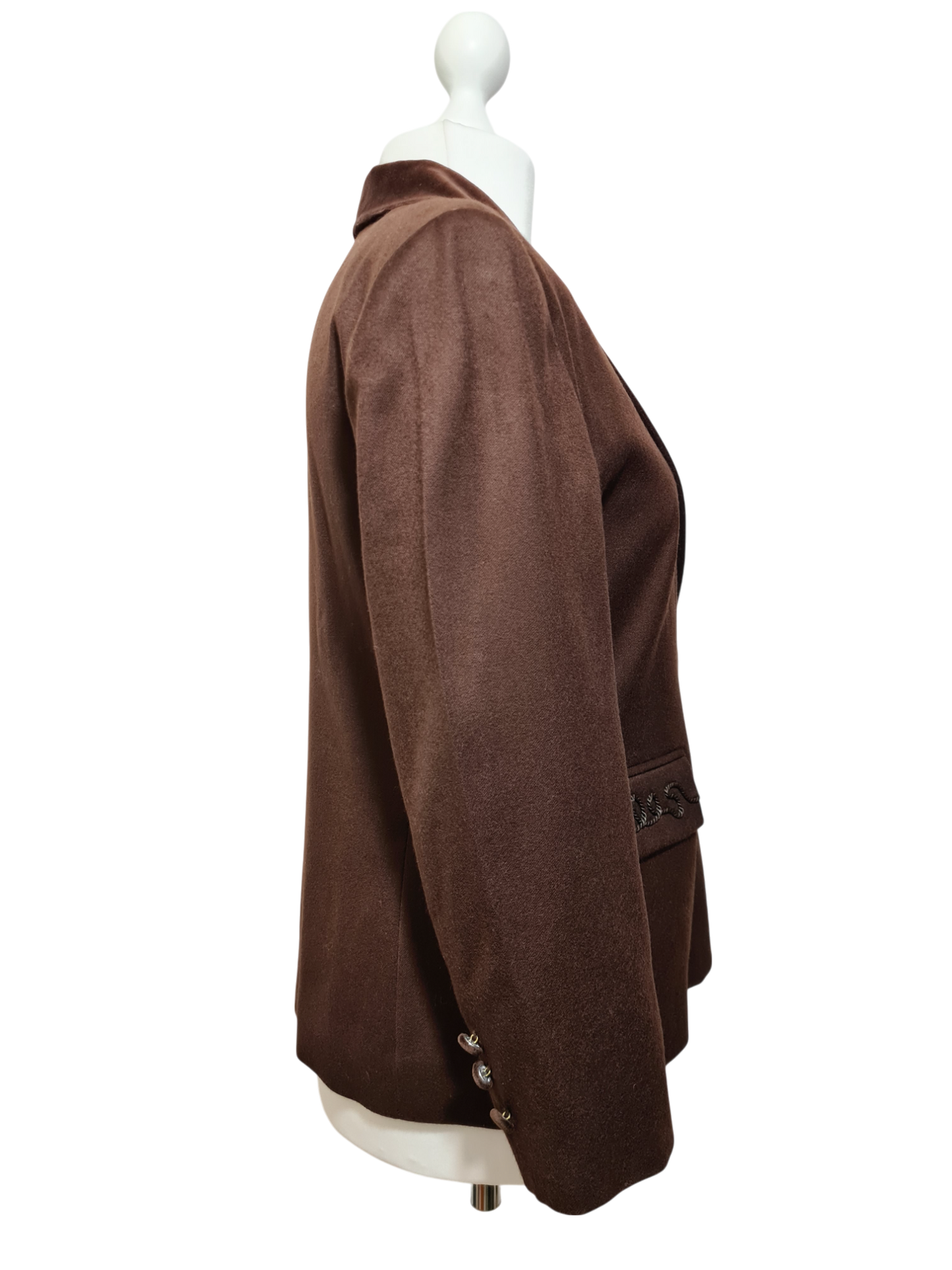 Veste marron 123 en laine vierge des années 90 Brocante