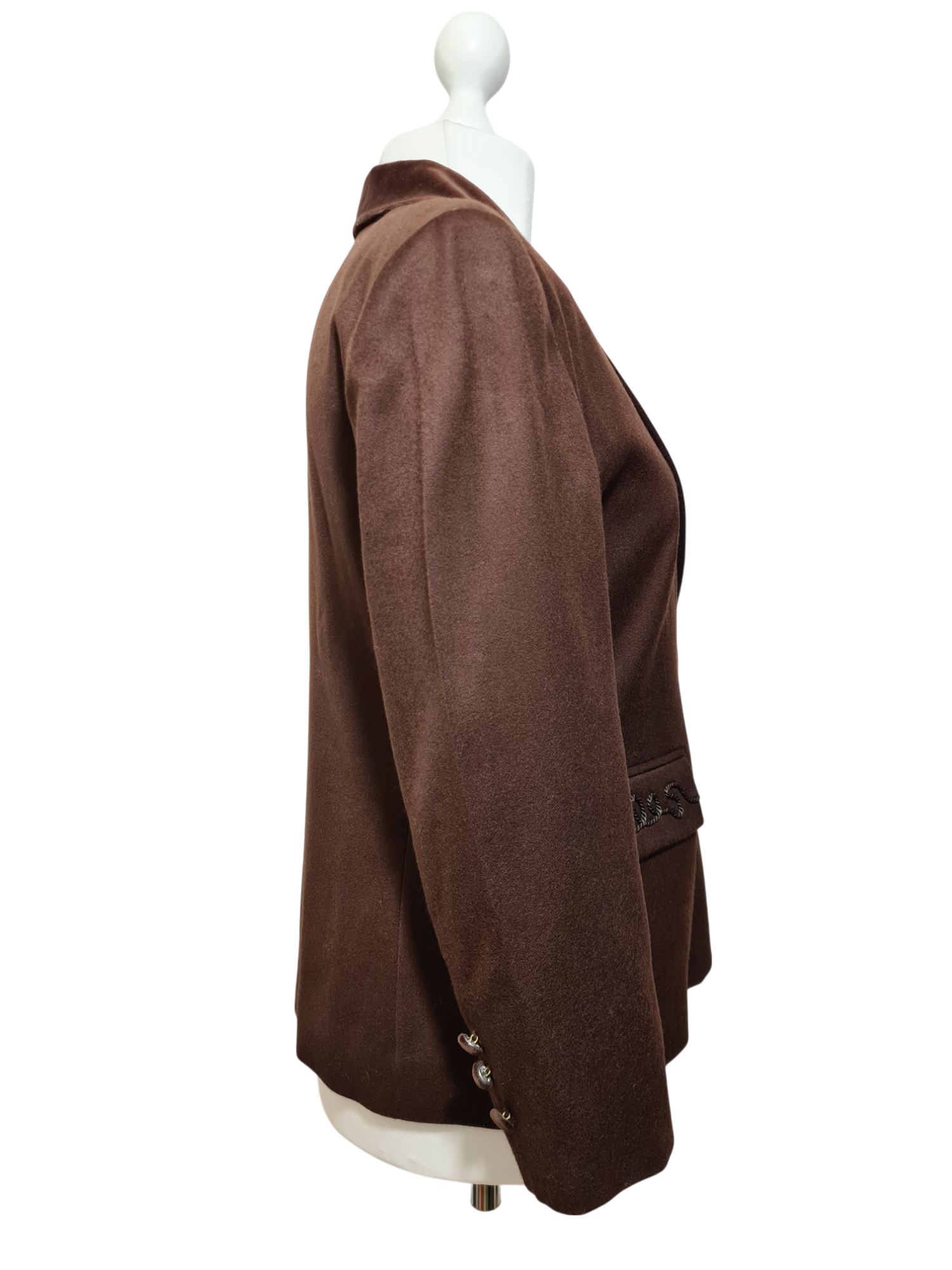Veste marron 123 en laine vierge des années 90 Brocante