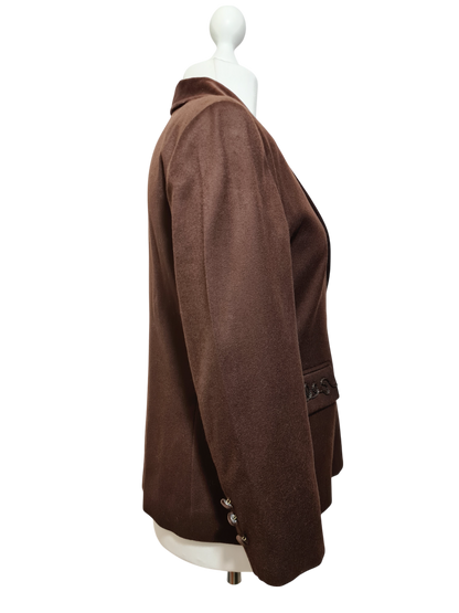 Veste marron 123 en laine vierge des années 90 Brocante