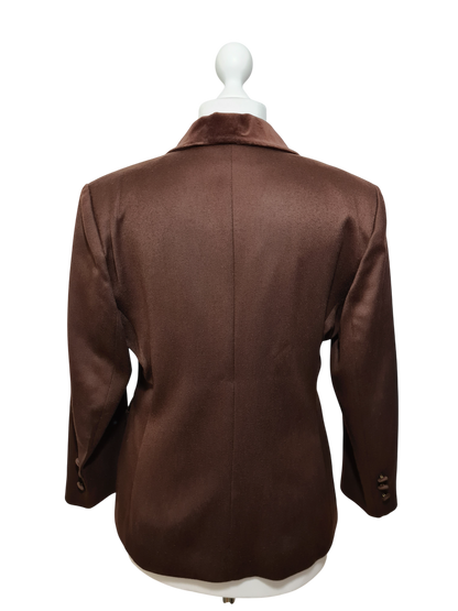 Veste marron 123 en laine vierge des années 90 Brocante