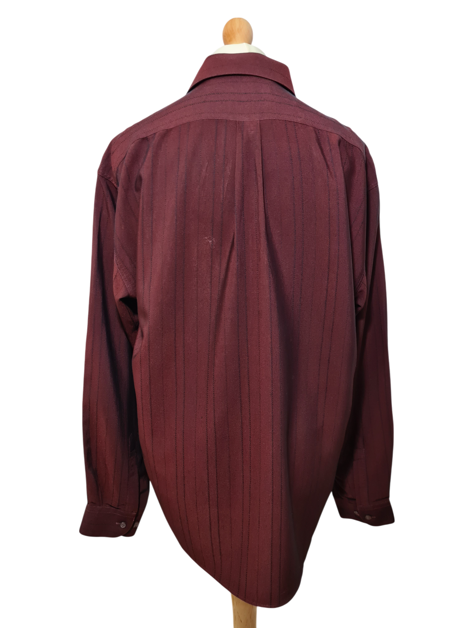 Chemise bordeaux à rayures Laurent Cerrer des années 90-2000 EMMAUS