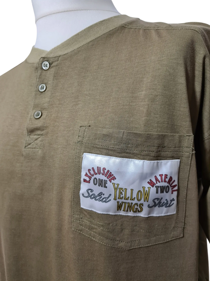 T-shirt kaki col boutonné Success with Yellow Wings des années 90