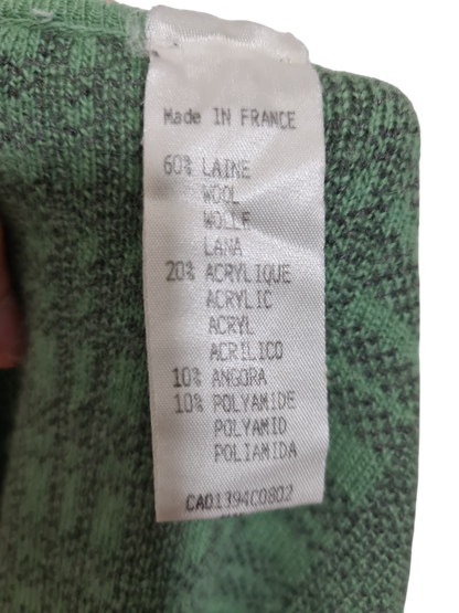 Gilet vert à motifs carreaux tartan revisité des années 80-90 Brocante