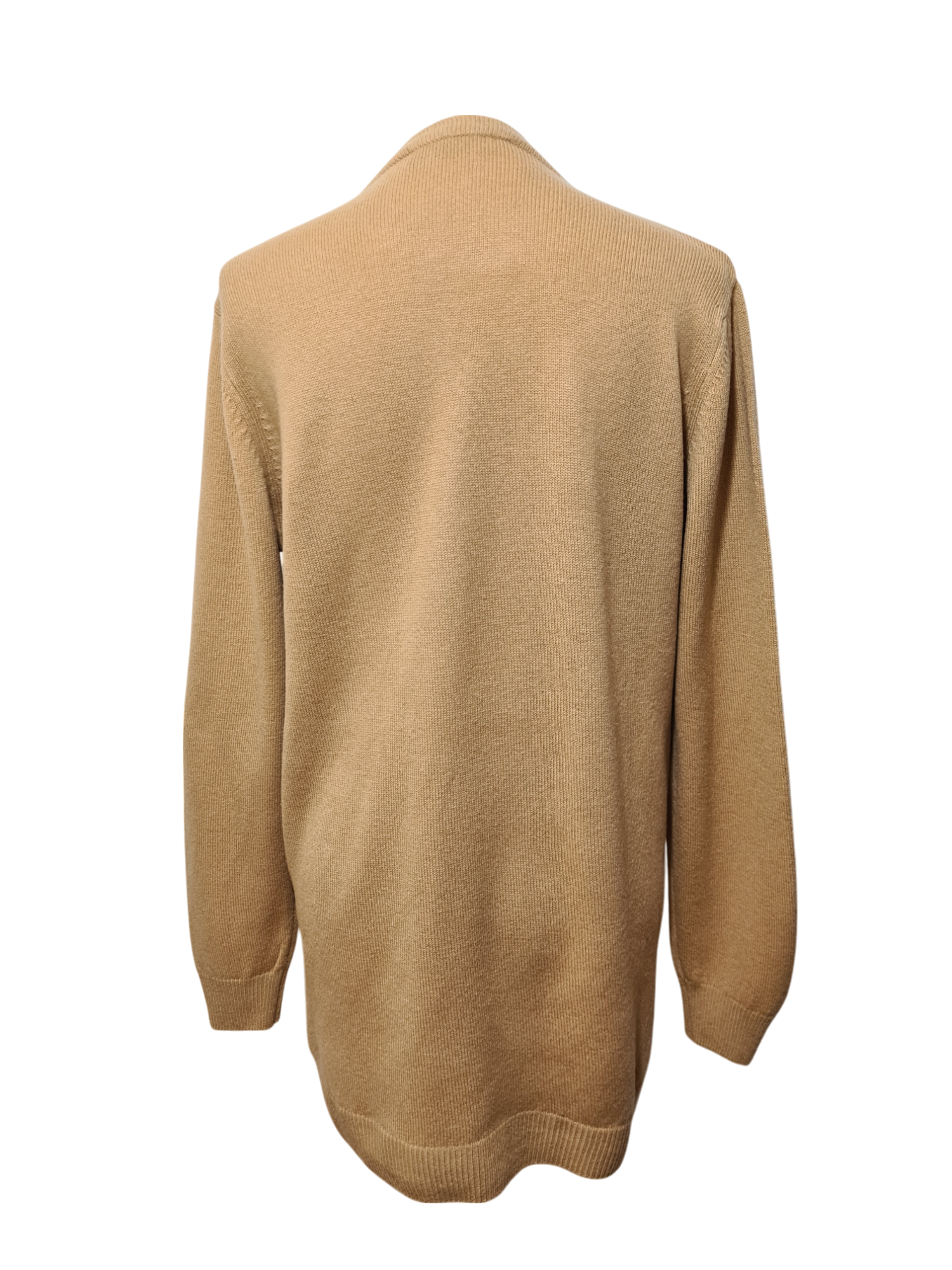 Gilet cardigan beige en laine vierge des années 90 Brocante