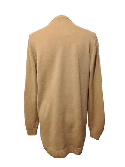 Gilet cardigan beige en laine vierge des années 90 Brocante