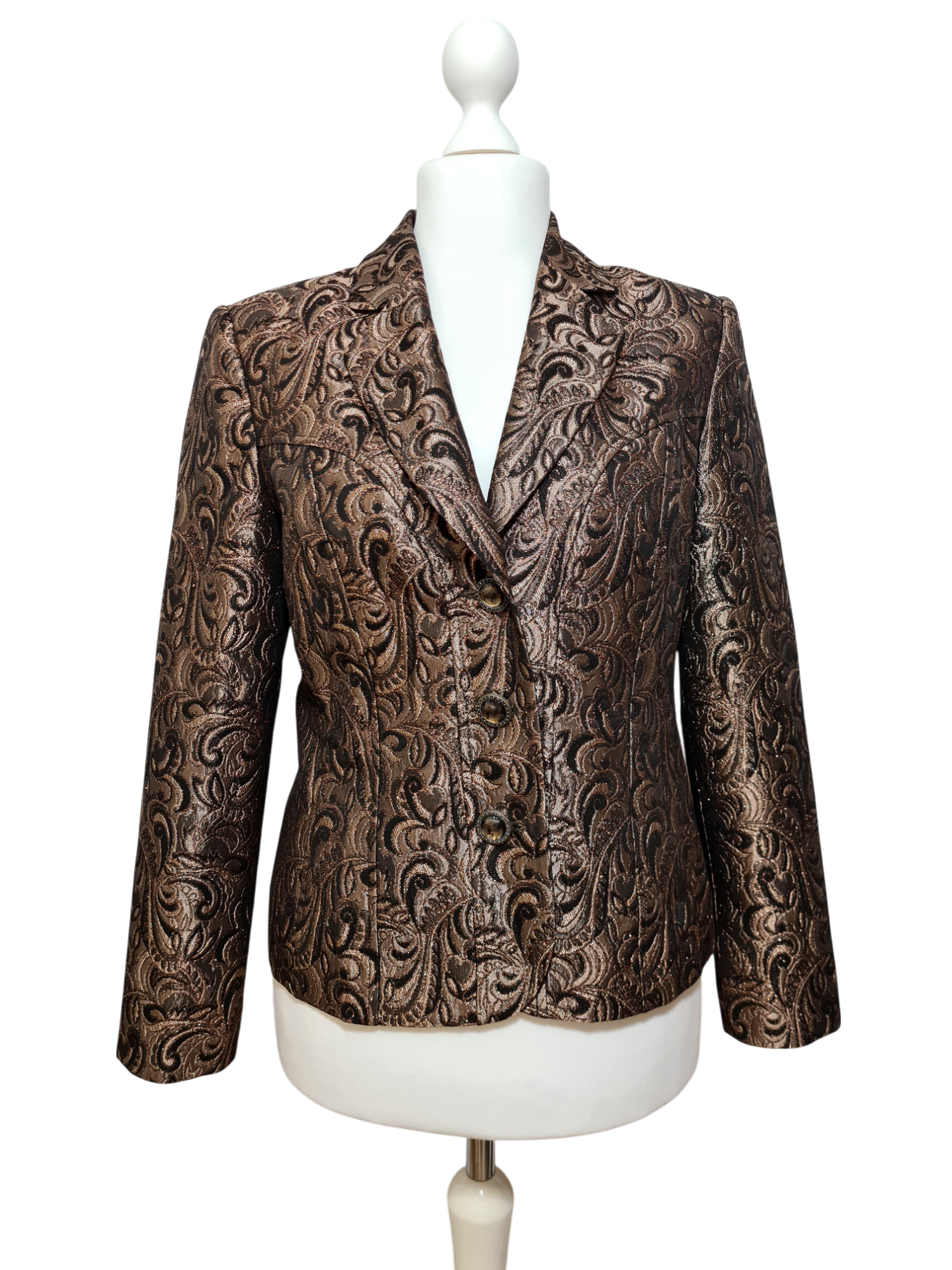 Veste brocart marron Ashley Brooke femme chic soirée vintage 2000 EMMAUS