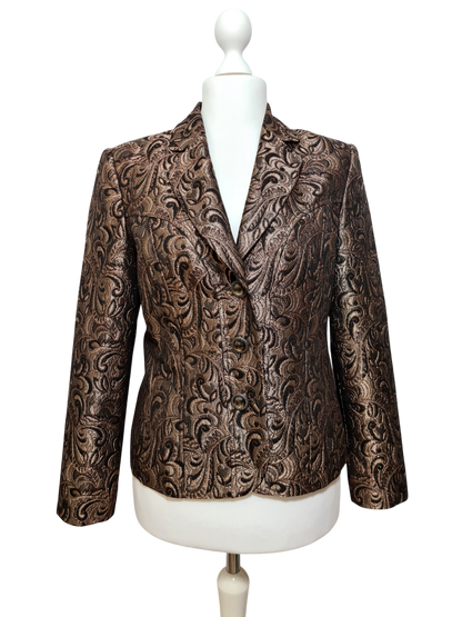 Veste brocart marron Ashley Brooke femme chic soirée vintage 2000 EMMAUS