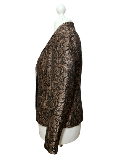 Veste brocart marron Ashley Brooke femme chic soirée vintage 2000 EMMAUS