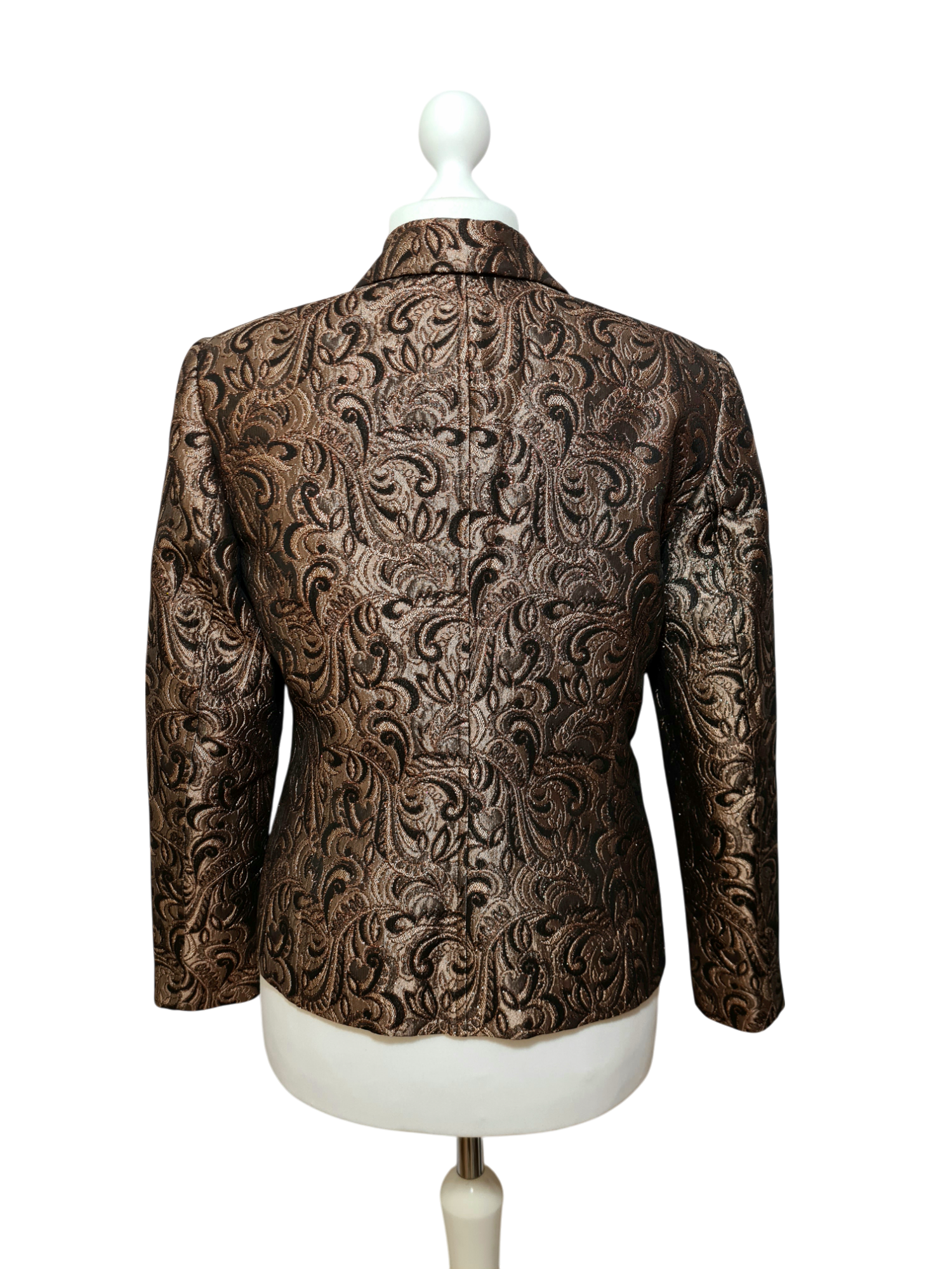 Veste brocart marron Ashley Brooke femme chic soirée vintage 2000 EMMAUS