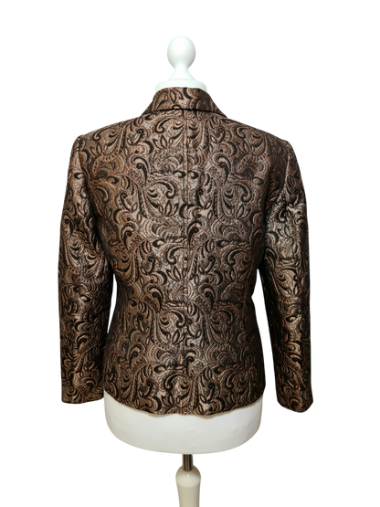 Veste brocart marron Ashley Brooke femme chic soirée vintage 2000 EMMAUS