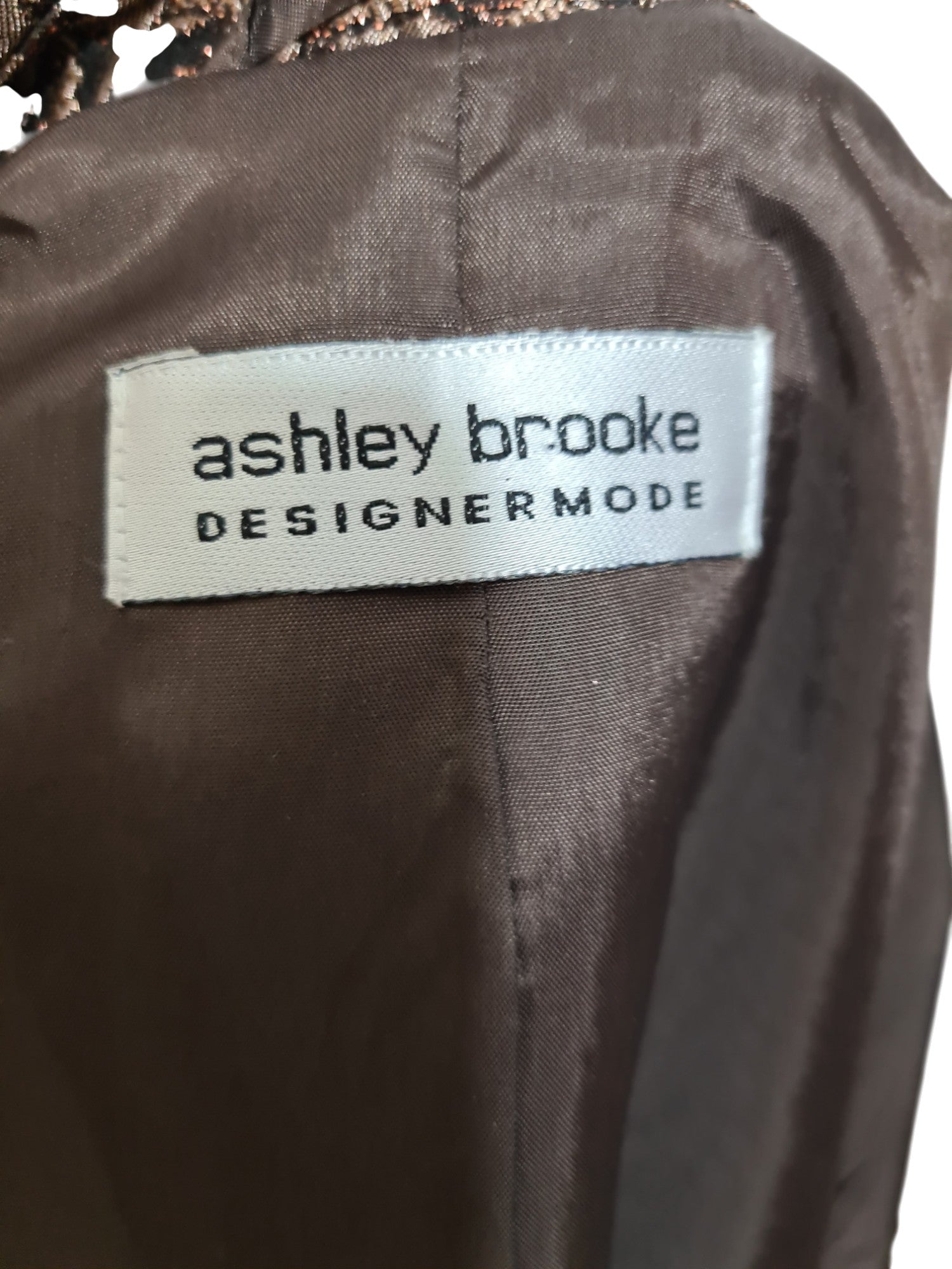 Veste brocart marron Ashley Brooke femme chic soirée vintage 2000 EMMAUS