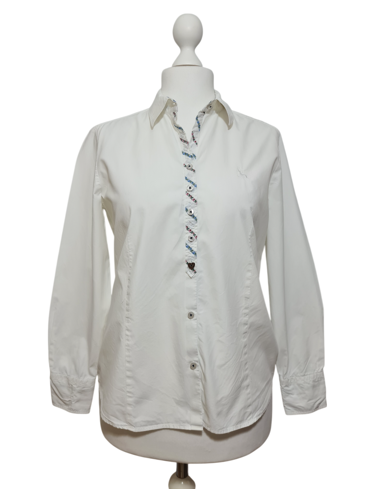 Chemise blanche brodée fleurs Eterna des années 90-2000 Aucun fournisseur