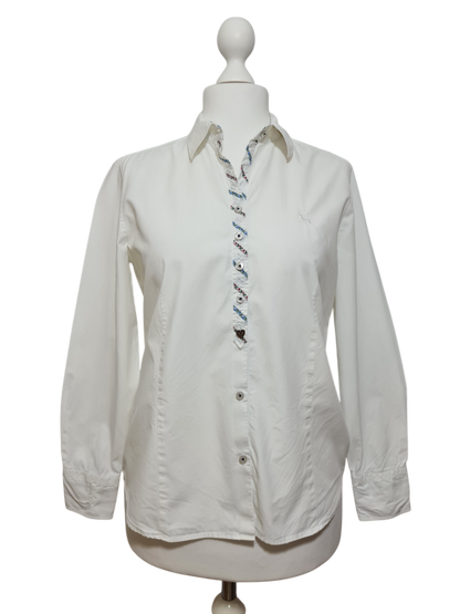 Chemise blanche brodée fleurs Eterna des années 90-2000 Aucun fournisseur