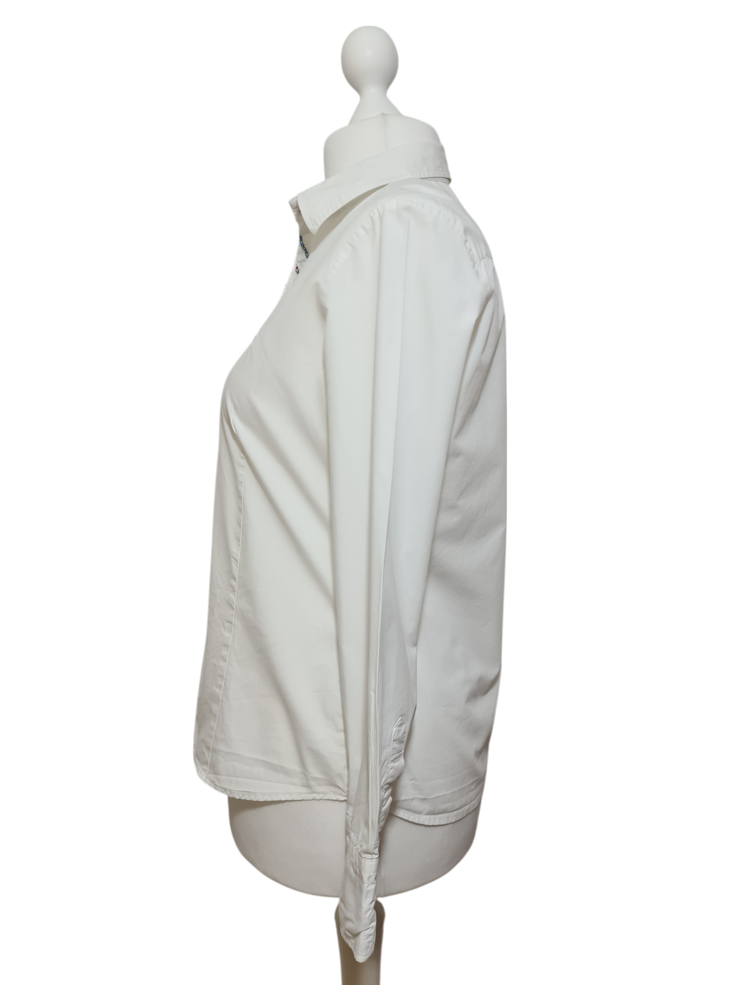 Chemise blanche brodée fleurs Eterna des années 90-2000 Aucun fournisseur