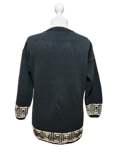 Pull long fleuri Tara vintage 80s coton oversize femme Brocante